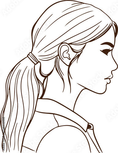 Elegant vector illustration of a stylized female face with artistic lines and vibrant color accents