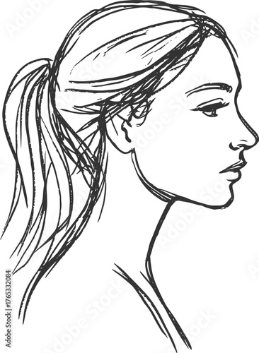 Elegant abstract illustration of a woman s face rendered in a sophisticated graphic design style