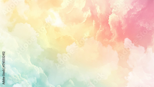 Abstract clear blue sky. Pastel rainbow. Light blue, pink and yellow color vector banner. Pastel gradient sky pattern. Blurred light fuzz colorful gradient background. Vector soft horizontal backdrop