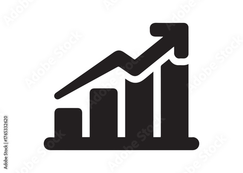 Growth bar chart icon, Growth bar chart Black vector