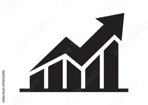 Growth bar chart icon, Growth bar chart Black vector