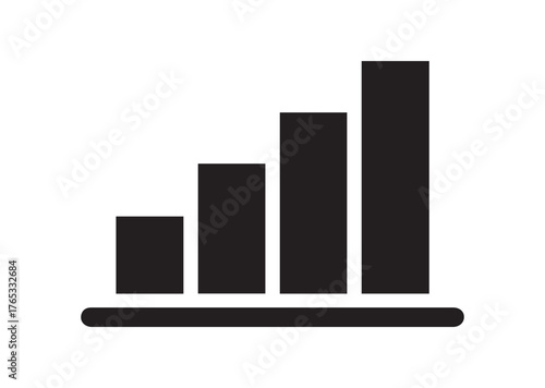 Growth bar chart icon, Growth bar chart Black vector