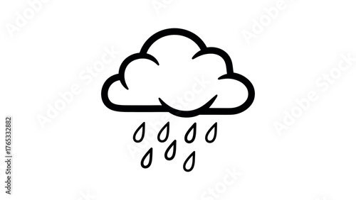 Outline of a cloud with falling raindrops icon weather