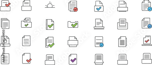 Collection of document icons representing various office tasks and processes