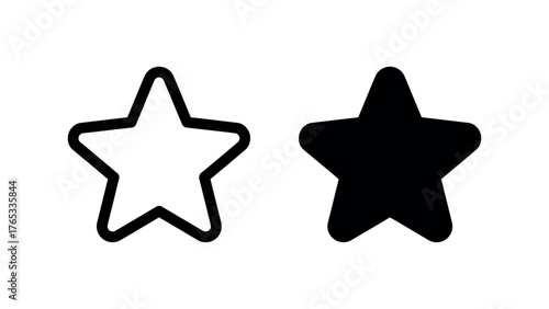 Two Stars One Outline One Solid Black vector illustration