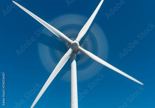 Wind Turbine Blades Rotating in Clear Sky
