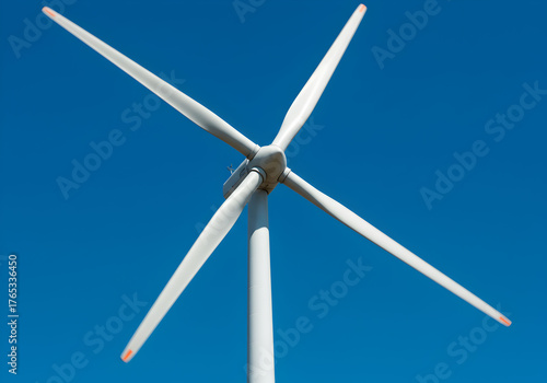 Wind Turbine Blades Rotating in Clear Sky
