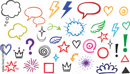 Colorful Hand-Drawn Doodle Icons and Symbols