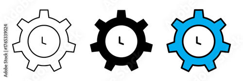 A flat-style time management clock icon in colored, filled, and stroke design. Represents productivity, scheduling, and efficient time planning.