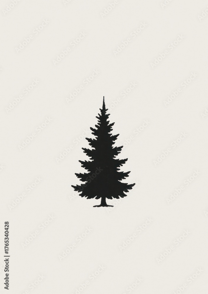 Obraz premium Minimalist pine tree silhouette wallpaper.