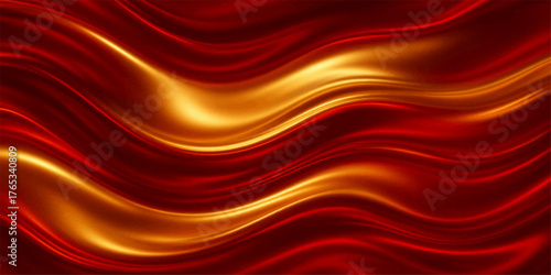 Abstract red silk background with soft, flowing waves and smooth texture for design and illustration