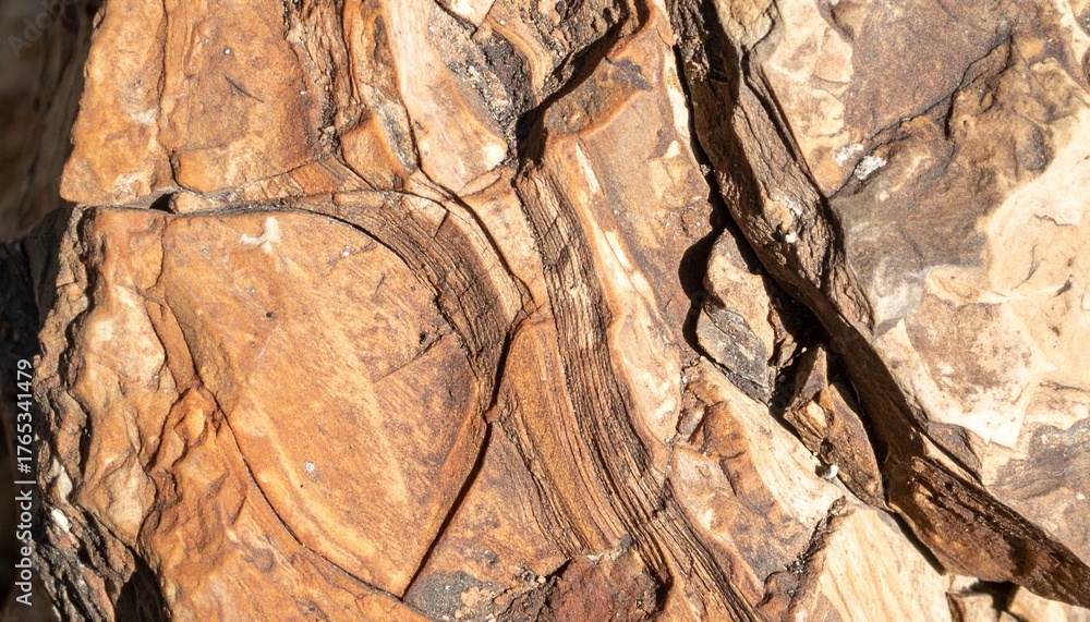 Fototapeta premium Texture and Patterns in Exposed Layered Sedimentary Rock Formation Abstract Nature Art