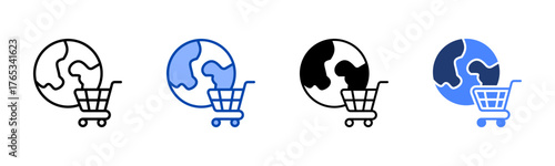 Global Market icon set multiple style collection