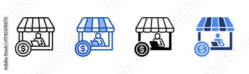 Merchant icon set multiple style collection