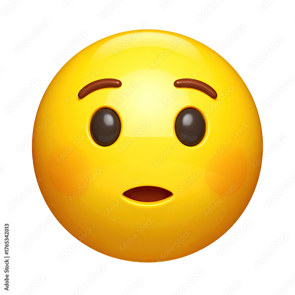 Fototapeta premium Yellow face shows slight surprise, with raised brows