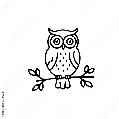 Owl vector, nocturnal bird on branch as mysterious forest symbol under moonlight, perfect for dark nature illustration, gothic poster, or mystical wildlife design.