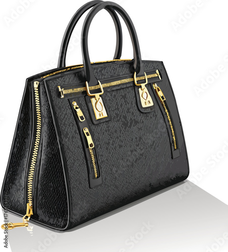 black leather handbag