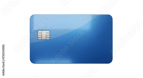 Sleek blue credit card mockup for finance, banking, and modern payment solutions, perfect for digital marketing and business promotions with chip technology