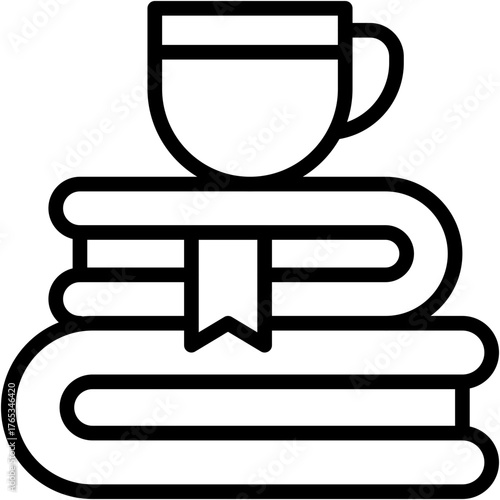 Vector icon Books, Education, Learning, Cup, Tea, Study