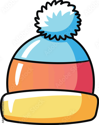 Colorful winter hat with pompom perfect for staying warm in cold weather