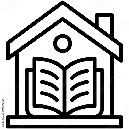 Vector icon Homeschooling, Learn, Education, Homework, Learning, Book