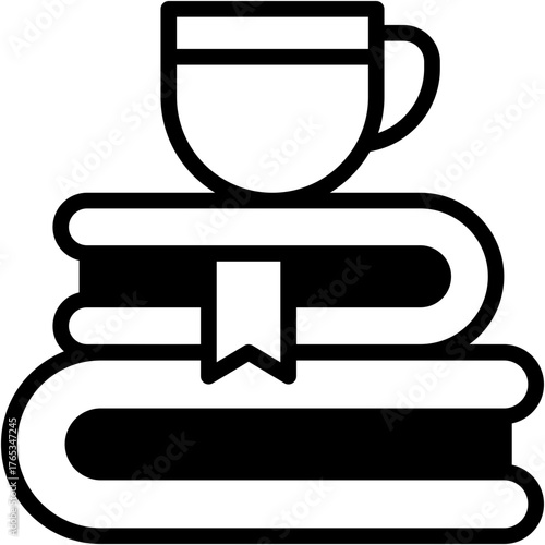 Vector icon Books, Education, Learning, Cup, Tea, Study