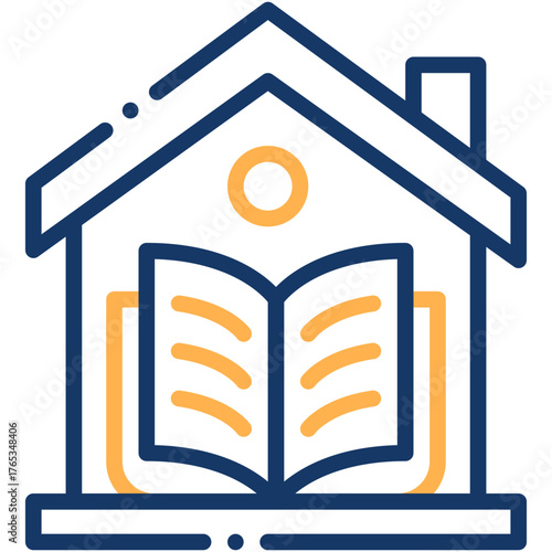 Vector icon Homeschooling, Learn, Education, Homework, Learning, Book