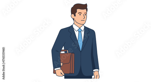 Professional businessman in a suit holding a briefcase, ready for a meeting.