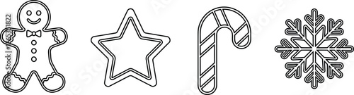 Christmas cookie illustration in line art style