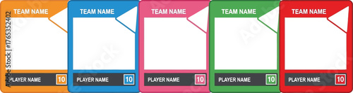 Colorful blank trading cards for sports teams and players