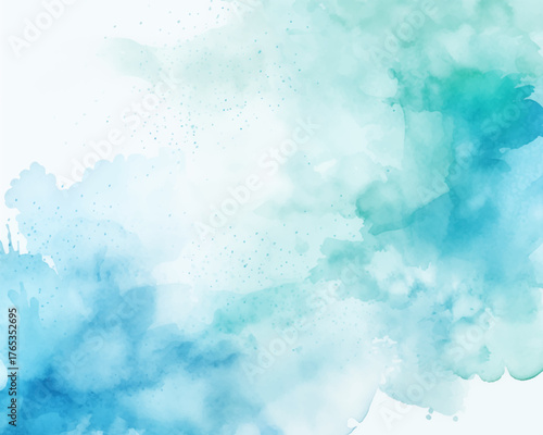 Beautifully vibrant blue watercolor splash, a cloudless sky with artistic flair and nuance in various tints and shades vector artwork. Blue watercolor splash spreads across background, striking visual