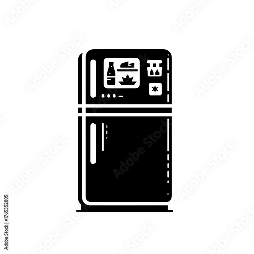 Modern Double Door Refrigerator Fridge Vector Illustration