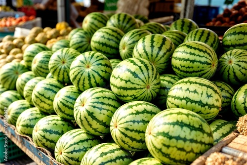 Stacked Mini Watermelons Market Stall