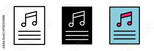 Lyrics icon typically depicted as a sheet of music or text lines with a musical note, symbolizing written or displayed lyrics.