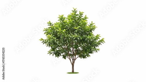 Green guava tree isolated on white background. Animation 4k video.