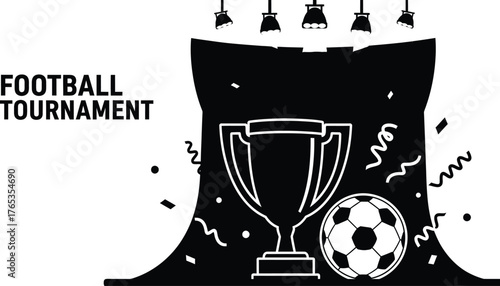 Trophy and soccer ball celebrate a victorious football tournament