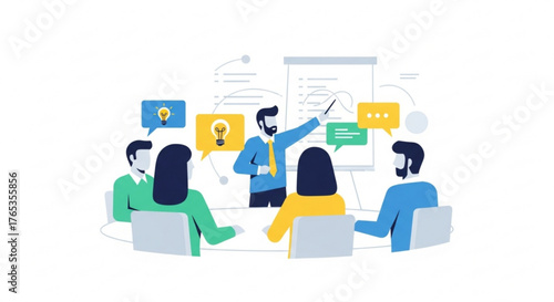 Business meeting presentation brainstorming teamwork collaboration strategy discussion ideas session