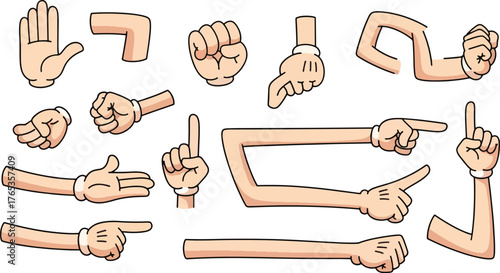 Collection of Cartoon Hands and Arms in Various Poses cartoon arms hand gestures