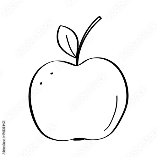 Apple icon sketch. Vector doodle illustration of a hand drawn isolate on a white background.