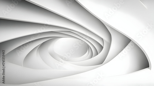 Abstract wavy plastic shapes on white background