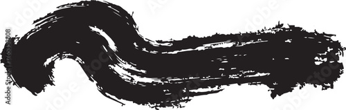 Abstract black ink brush stroke on white background, dynamic grunge paint smear, bold calligraphic swoosh texture banner.