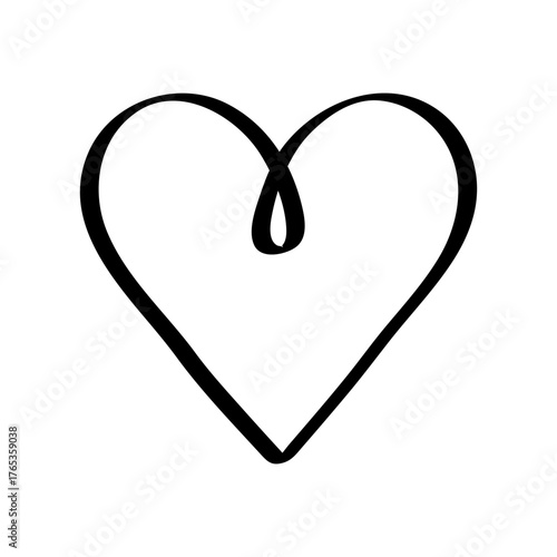 Hand drawn outline of a doodle style heart. Vector single illustration of isolate on white.