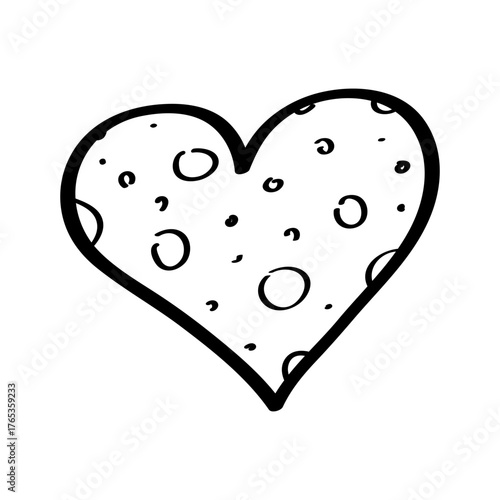 Heart with bubbles inside icon hand drawn. Vector illustration of a doodle heart. Isolated on a white background