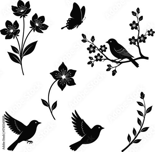 Spring Nature Silhouette Set