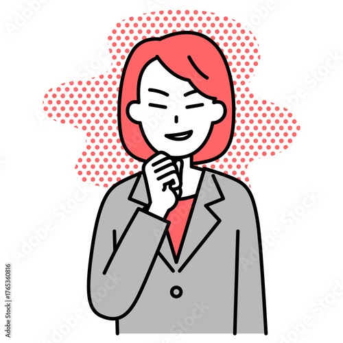 悪巧みをするスーツの女性
