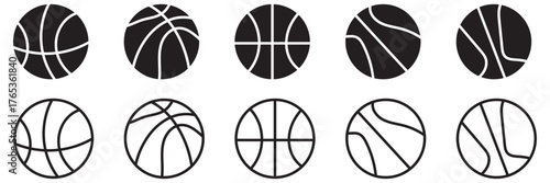 A set of Basketball ball icons set. Flat and outline style. Basketball ball icon. Basketball logo vector icon