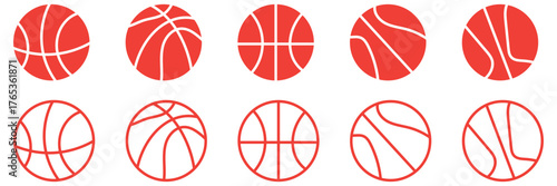 A set of Basketball ball icons set. Flat and outline style. Basketball ball icon. Basketball logo vector icon