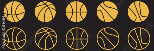 A set of Basketball ball icons set. Flat and outline style. Basketball ball icon. Basketball logo vector icon
