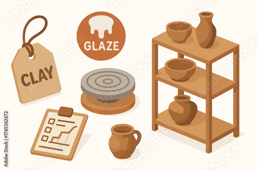 Pottery essentials: clay, glaze, pottery wheel, and ceramic vases