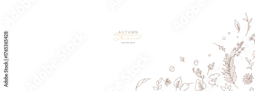 草木の線画イラスト。秋の草木のベクターフレーム。冬の植物シンプル背景。
Line art illustration of plants. Vector frame of autumn plants. Simple background of winter plants.
